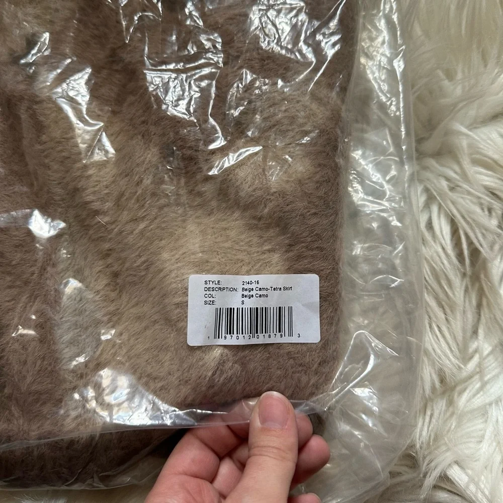 SER.O.YA Beige Camo Tetra Fuzzy Skirt